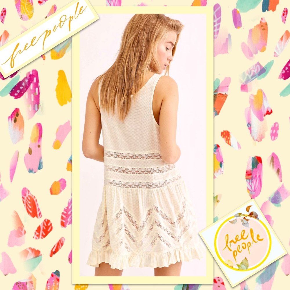 Free People Voile and Lace Trapeze Slip Dress in Tea Combo (Cream) - Picture 7 of 12